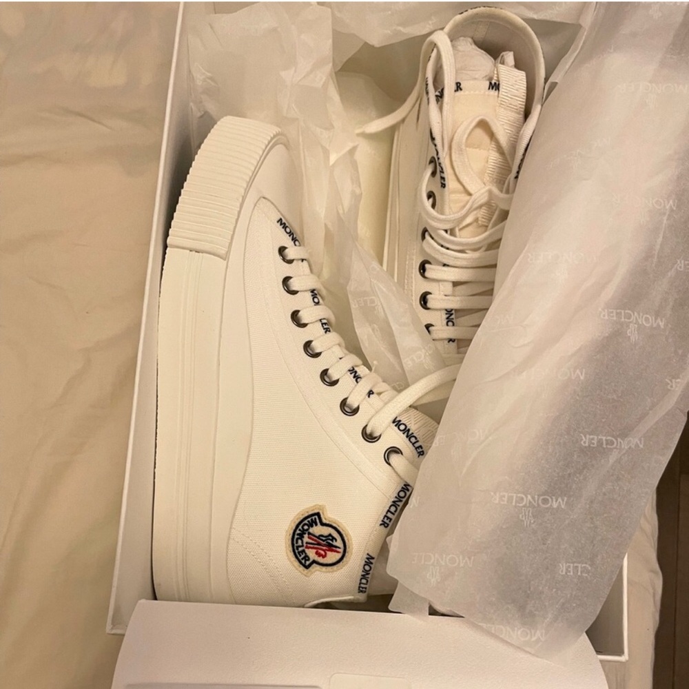 Moncler White Sneakers Sleek and Stylish